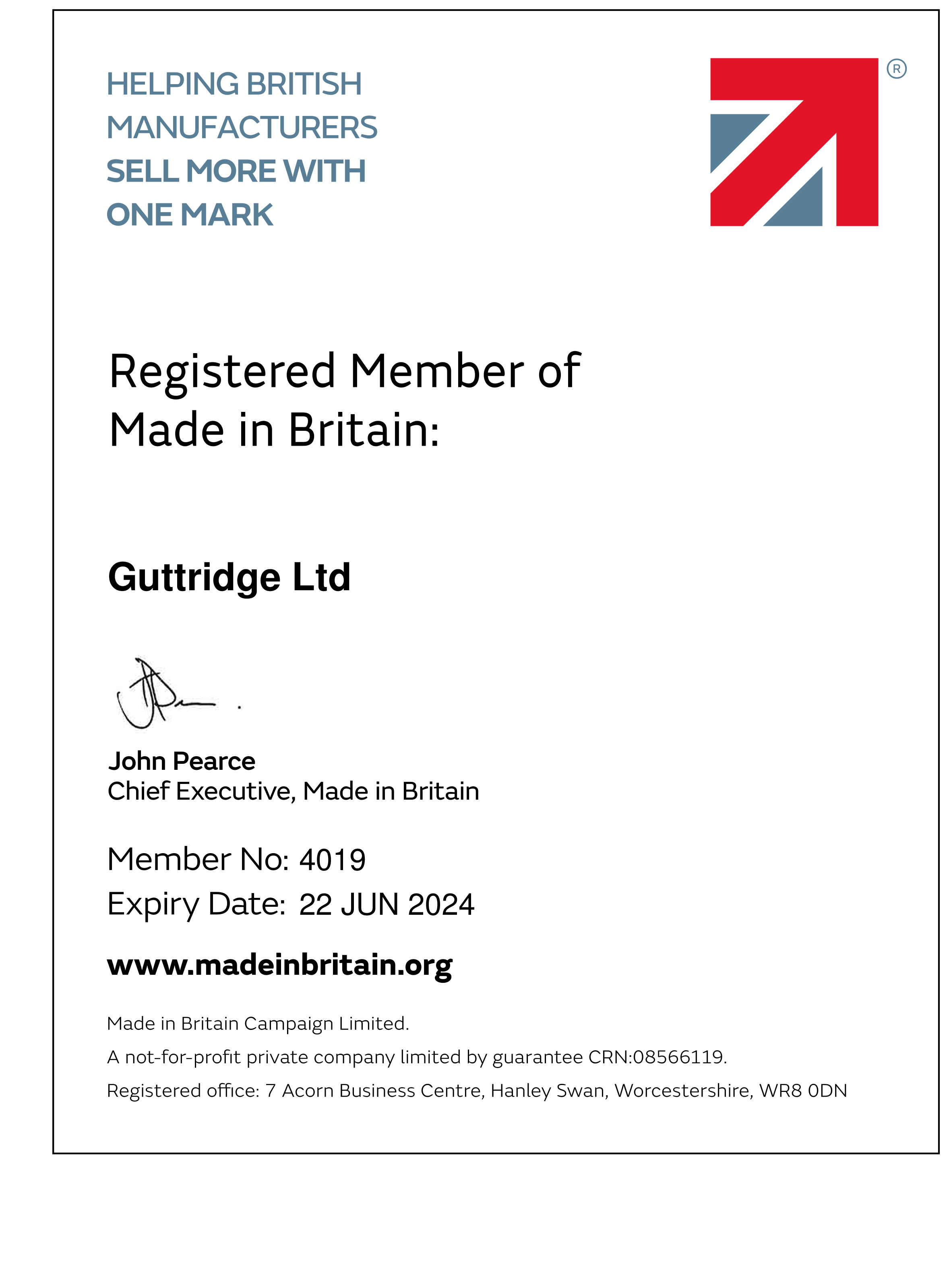 Guttridge Ltd joins “Made in Britain” to showcase British Manufacturing Excellence.